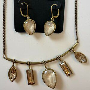 Touchstone Crystal Antiquity Necklace & Earrings Set | Swarovski | Oxidized Bras